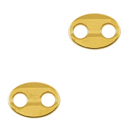 Metall Anh&auml;nger DQ Zwischenst&uuml;ck oval Gold (Nickelfrei)