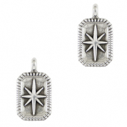 Metall Anh&auml;nger DQ Stern Antik silber (Nickelfrei)
