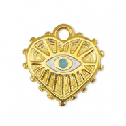 Metall Anh&auml;nger DQ Nazar Auge Herz White-Light Blue-Gold (Nickelfrei)