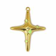 Metall Anh&auml;nger DQ Kreuz Lime Yellow-Gold (Nickelfrei)