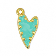 Metall Anh&auml;nger DQ Herz Veraman Blue-Gold (Nickelfrei)