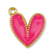 Metall Anh&auml;nger DQ Herz Fuchsia-Gold (Nickelfrei)