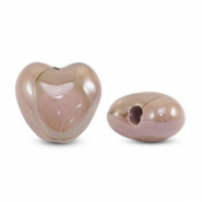 DQ Griechische Keramik Perlen Herz Pink-brown