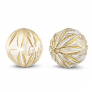 Acrylperlen Rund mit Blume Transparent-gold