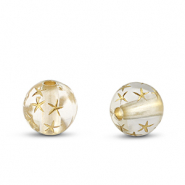 Acrylperlen Rund mit Stern Transparent-gold