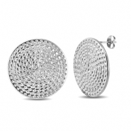 Ohrringe / Ohrstecker aus Stainless Steel - Rostfreiem Stahl Rund Silver