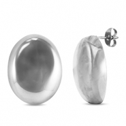 Ohrringe / Ohrstecker aus Stainless Steel - Rostfreiem Stahl Oval Silver