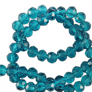 Top Glas Facett Perlen 6x4mm rondellen Pacific blue
