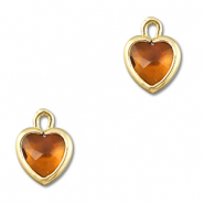 Anh&auml;nger Kristallglas Herz Orange brown-gold
