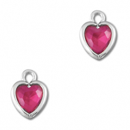 Anh&auml;nger Kristallglas Herz Dark pink-silver