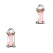 Anh&auml;nger Kristallglas Rechteck Light pink-silver