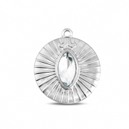 BY31&reg; Stainless Steel - Rostfrei Stahl Anh&auml;nger Rund Silver-crystal