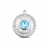 BY31&reg; Stainless Steel - Rostfrei Stahl Anh&auml;nger Rund mit Ring Silver-aqua