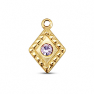 BY31&reg; Stainless Steel - Rostfrei Stahl Anh&auml;nger Rhombus Gold-light lilac