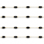Stainless Steel - Rostfrei Stahl Schmuckzubeh&ouml;r Gliederkette Oval Gold-black