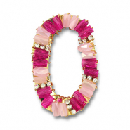 Top Facett Anh&auml;nger Oval Light pink-fuchsia pink transparent-gold
