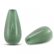 Naturstein Perlen Quarz  Tropfen Green