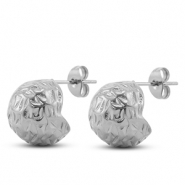 Ohrringe aus Stainless Steel - Rostfreiem Stahl Ohrstecker Rund Silver