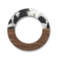 Holz Anh&auml;nger Rund Black-white-brown