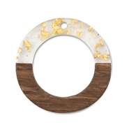 Holz Anh&auml;nger Rund Transparent-gold-brown