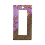Holz Anh&auml;nger Rechteck Purple transparent-gold-brown