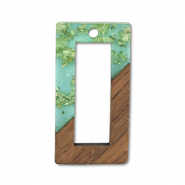 Holz Anh&auml;nger Rechteck Green transparent-gold-brown