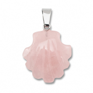 Naturstein Anh&auml;nger Rosenquarz Muschel Pink
