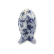 Naturstein Anh&auml;nger Sodalith und Mikrokline Fisch Blue-white