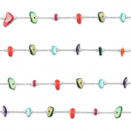 Stainless Steel - Rostfrei Stahl Schmuckzubeh&ouml;r Gliederkette Irregular Silver-multicolour