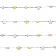 Stainless Steel - Rostfrei Stahl Schmuckzubeh&ouml;r Gliederkette Rund Silver-multicolour pastel
