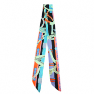Bandana Schal mit Lebendiges Muster Multicolour-mint green-orange