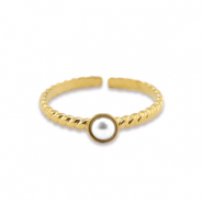 Ringe aus Stainless Steel - Rostfreiem Stahl Perlen Gold-white