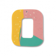 Polymer Anh&auml;nger Viereck Green-pink-ochre yellow