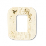 Polymer Anh&auml;nger Viereck Off white-beige-gold