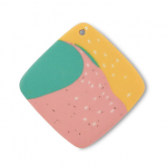 Polymer Anh&auml;nger Rhombus Green-pink-ochre yellow