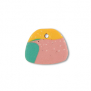 Polymer Anh&auml;nger Trapez Green-pink-ochre yellow