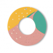 Polymer Anh&auml;nger Rund Green-pink-ochre yellow