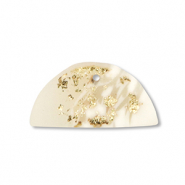 Polymer Anh&auml;nger Halbrund Off white-beige-gold