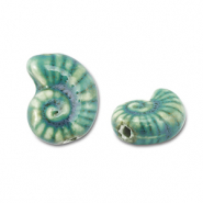 Perlen Keramik Muschel Teal blue