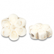 Perlen Keramik Blume Off white