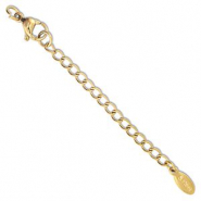 Stainless Steel - Rostfrei Stahl Schmuckzubeh&ouml;r Verl&auml;ngerungsketten Set Oval mit Karabinerverschluss Gold