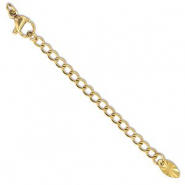 Stainless Steel - Rostfrei Stahl Schmuckzubeh&ouml;r Verl&auml;ngerungsketten Set Oval mit Karabinerverschluss Gold
