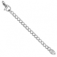 Stainless Steel - Rostfrei Stahl Schmuckzubeh&ouml;r Verl&auml;ngerungsketten Set Oval mit Karabinerverschluss Silver