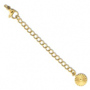 Stainless Steel - Rostfrei Stahl Schmuckzubeh&ouml;r Verl&auml;ngerungsketten Set Blume mit Karabinerverschluss Gold
