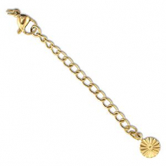 Stainless Steel - Rostfrei Stahl Schmuckzubeh&ouml;r Verl&auml;ngerungsketten Set Blume mit Karabinerverschluss Gold