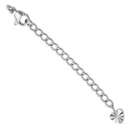 Stainless Steel - Rostfrei Stahl Schmuckzubeh&ouml;r Verl&auml;ngerungsketten Set Herz mit Karabinerverschluss Silver
