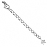 Stainless Steel - Rostfrei Stahl Schmuckzubeh&ouml;r Verl&auml;ngerungsketten Set Stern mit Karabinerverschluss Silver