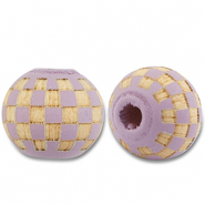 Holzperlen Rund 10mm Patrone Light purple-natural