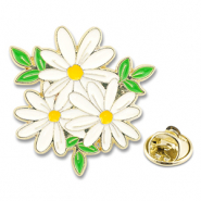 Anstecker G&auml;nsebl&uuml;mchen White-green-yellow-gold