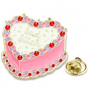 Anstecker Torten White-pink-red-gold